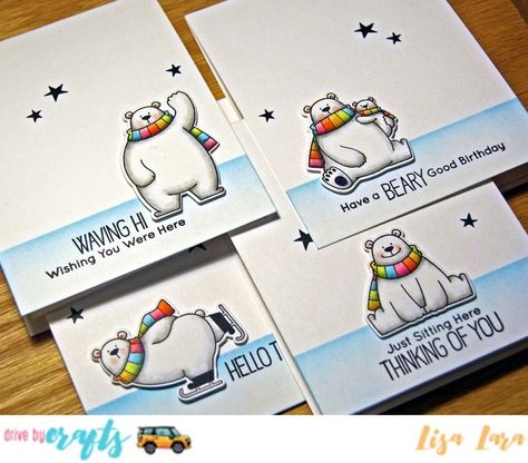 Mft Stamps Cards, Bear Card, Mft Cards, Mft Stamps, Polar Bears, Card Making Inspiration, Winter Cards, Animal Cards, Creative Cards