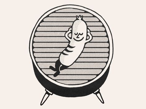 chill & grill 🌭 by Michelle Kathryn on Dribbble Grill Illustration, Funky Fruit, Grill Logo, Grill Party, Chicago Style, Grill Design, Pattern Illustration, Saucer Chairs, Creative Professional