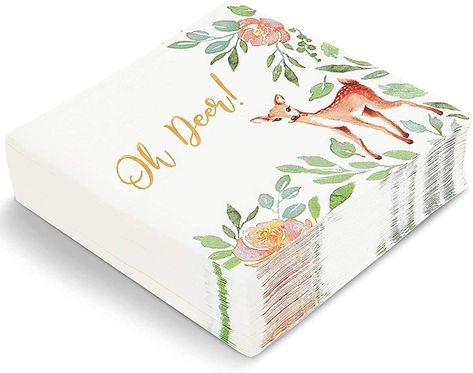 Amazon.com : Oh Deer Baby Shower Decorations, White Paper Napkins (6.5 In, 50 Pack) : Home & Kitchen Deer Baby Shower Decorations, Moose Baby Shower, Shower Images, Woodland Baby Shower Decorations, Deer Baby Showers, Deer Baby, Baby Shower Napkins, First Birthday Themes, Baby Shower Party Supplies