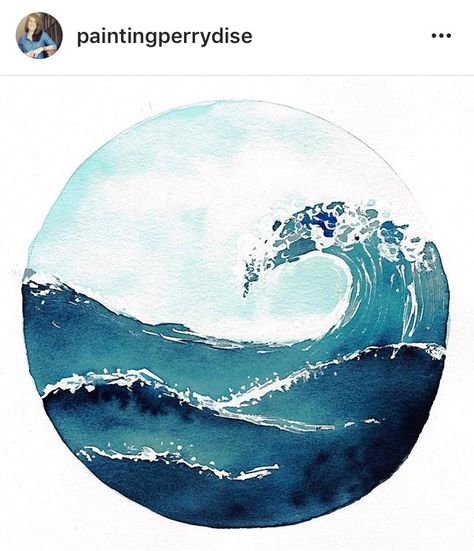 Circular Canvas, Wave Drawing, Watercolor Wave, Art Tutorials Watercolor, Circle Drawing, Watercolour Inspiration, Wave Painting, I Don't Always, Small Canvas Art