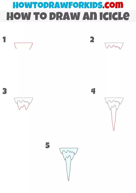 How to Draw an Icicle - Easy Drawing Tutorial For Kids How To Draw Icicles, Icicles Drawing, Fish Tank Drawing, Ice Illustration, Killer Frost, Drawing Pictures, How To Draw Steps, Easy Drawing Tutorial, Drawing Tutorials For Kids