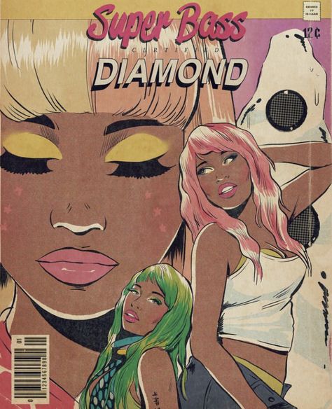 Superbass certified for diamond ! Congrats nicki !!! We ❤️ U !! Nicki Minaj Poster, Pink Grunge Aesthetic, Comic Book Art Style, Super Bass, Music Poster Design, Rap Wallpaper, Black Art Painting, Afrocentric Art, Hip Hop Art