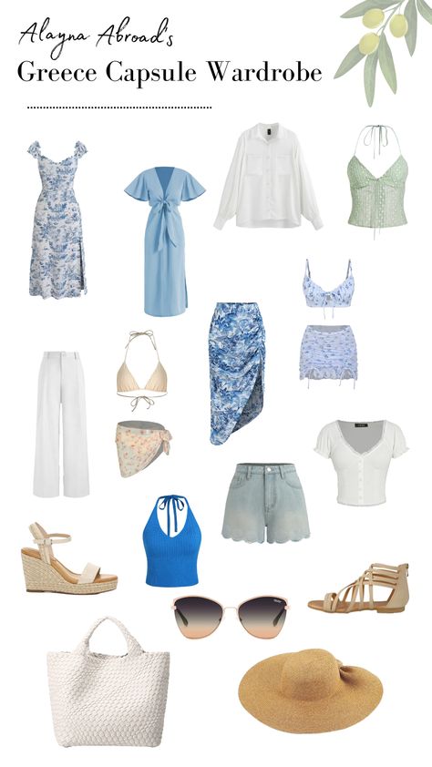 Just some outfit inspo for your next trip to one of the beautiful places on earth! To learn more about Greece click the link! Greek Beach Outfits, Summer Outfit Greece, Italy Inspo Outfits, Crete Greece Outfit Ideas, Santorini Greece Aesthetic Outfits, Summer Greek Outfits, Summer Outfits For Greece, Greek Holiday Outfits Summer, Trip To Greece Outfits