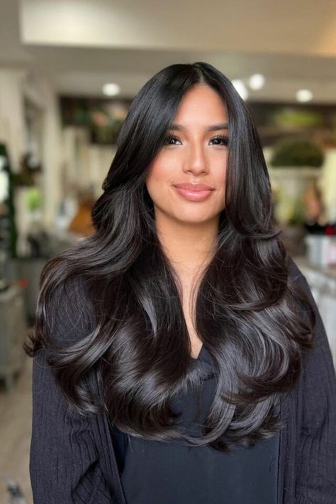 Natural Hair Glossy Blowout Blowout Hair Straight, Hair Blowout Styles, Natural Hair Blowout Styles, Blowout Styles, Thick Straight Hair, Bouncy Blowout, Natural Hair Blowout, Hair Blowout, Effortless Waves