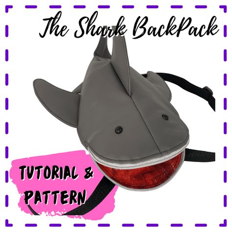 The Shark Backpack - Studio 7t7 Dino Pencil Case, Shark Pencil Case, Zipper Mouth, Pencil Case Tutorial, Backpack Pattern Sewing, Cute Storage Boxes, Shark Backpack, Backpack Sewing, Backpack Tutorial