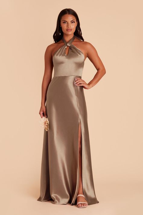 Monica Shiny Satin Dress - Mocha Cinnamom Bridesmaid Dresses, Bridesmaid Dresses Tans, Champamge Bridesmaid Dresses, Bridesmaid Dresses For Tan Skin, Taupebridesmaid Dresses, Dusk Bridal Party, Mocha Bridesmaid Dresses, Brown Bridesmaid Dress, Chocolate Brown Bridesmaid Dress