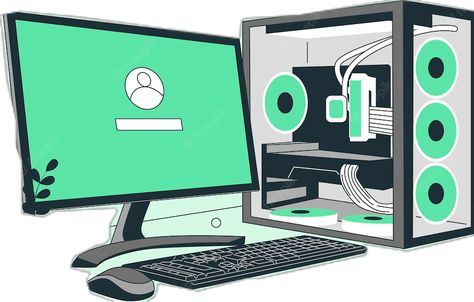 Free Vector | Modern desktop compute concept illustration Desktop Illustration, Desktop Computer Drawing, Computer Screen Illustration, Desktop Wallpaper Hd 1080p Organizer, Laptop Illustration Vector, Under The Sea, Graphic Resources, Computer, Vector Free