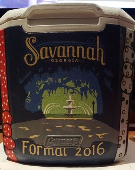 Savannah, GA  Painted Cooler Savannah Frat Cooler, Savannah Georgia Frat Cooler, Formal Coolers, Frat Formal, Formal Cooler Ideas, Formal Cooler, Fraternity Coolers, Cooler Ideas, Frat Coolers