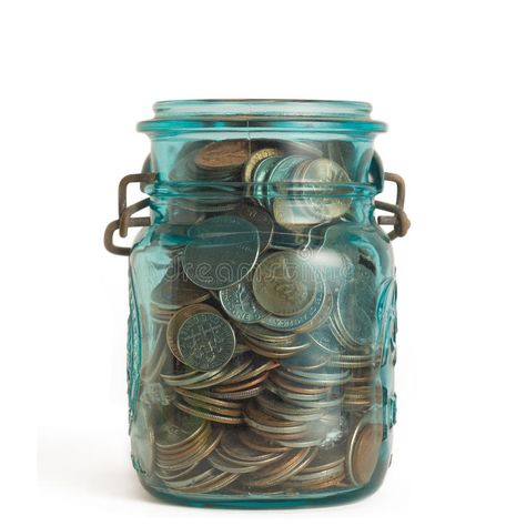 Coin jar. Coins in savings jar on white background , #sponsored, #Coins, #jar, #Coin, #background, #white #ad Coin Jar, Savings Jar, Background White, Reusable Water Bottle, Decorative Jars, White Background, Coin, Water Bottle, Stock Images