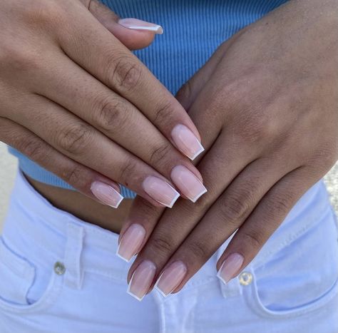 Ballerina White Tip Nails, French Top Square Nails, Wide French Tip Nails, Types Of French Tips Nails, Line French Tip Nails, French Tip Ballerina Nails, French Tip Line, Ballerina French Tip Nails, Ballerina Nails Short