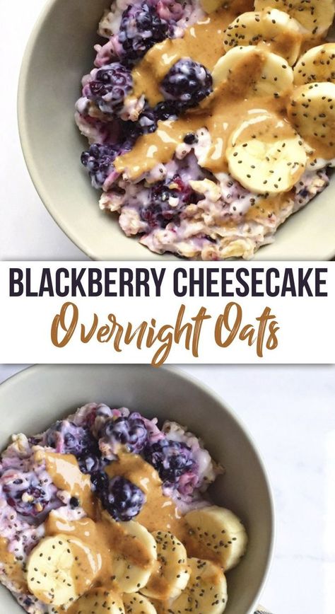 Blackberry Cheesecake Overnight Oats – The Dish On Healthy Overnight Oats Breakfast Recipes, Oats Breakfast Recipes, Berry Overnight Oats, Overnight Oats Recipe Breakfast, Overnight Oats Breakfast, Cheesecake Overnight Oats, Healthy Overnight Oats, Oat Bowls, Blackberry Cheesecake