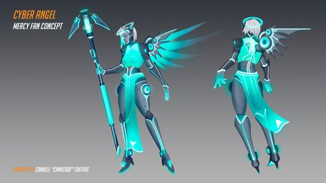 Mercy Skins, Overwatch Skin Concepts, Overwatch Mercy, Mercy Overwatch, Overwatch 2, Blizzard Entertainment, Overwatch, Cyberpunk, Concept Art