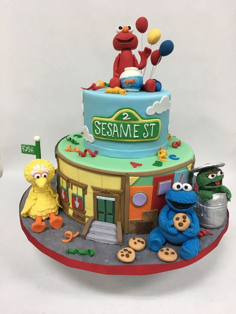 Tiered Birthday Cakes, Sesame Street 1st Birthday Cake, Sesame Street 2nd Birthday Cake, Sesame St Cake, Simple Sesame Street Cake, Sesame Street Birthday Cakes, Sesame Street Cake 2 Tier, Sesame Street Cake, Birthday Sleepover