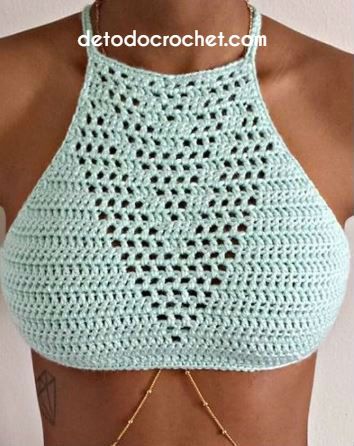 Top crochet con escote calado en V Edgy Crochet, Top Tejidos A Crochet, Top A Crochet, Crochet Top Outfit, Crop Top Pattern, Crochet Bra, Crochet Crop Top Pattern, Mode Crochet, Crochet Swimwear