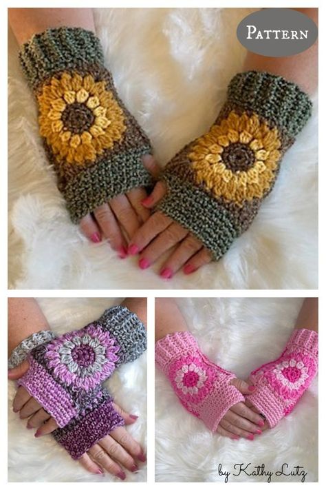 Fingerless Flower Gloves Crochet Pattern Funky Crochet Patterns, Diy Fingerless Gloves, Diy Crochet Gloves, Gloves Ideas, Crocheted Fingerless Gloves, Crocheted Gloves, Crochet Fingerless Gloves Free Pattern, Crochet Hand Warmers, Crochet Mittens Free Pattern