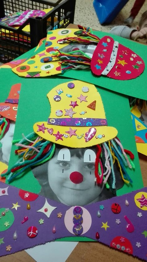 Purim Crafts, Circus Activities, Carnival Activities, Summer Camp Art, Circus Crafts, Clown Hat, Circus Art, Animal Crafts For Kids, Indoor Activities For Kids