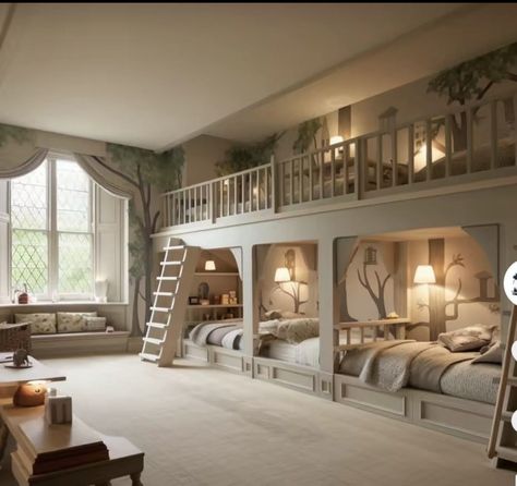 6 Beds In One Room, Game Room Ideas, Bunk Beds Built In, Built In Bunks, Bunk Rooms, Deco Originale, Dream House Rooms, Dream House Interior, Design Your Dream House