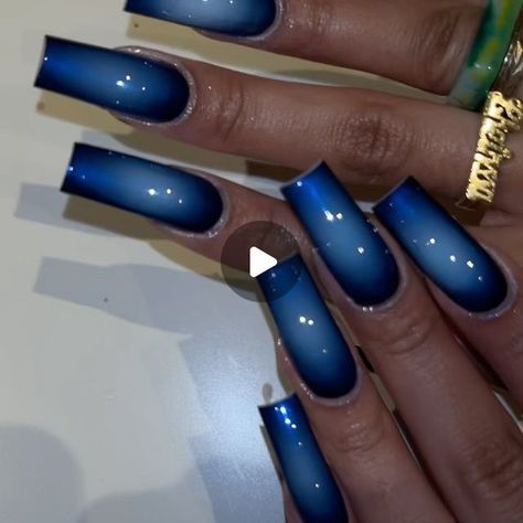 Jan Books Open 🦋 on Instagram: "aura 🦋🪞 • • • • • #nailreels #nails #nailsnailsnails #queensnailtech #nycnailtech #nailtechlife #reels #viralreels #longnails #pinknails #blacknailtech #smallbusiness #fyp #explore #tiktok #nailtipsandtricks #application #trending #trendingreels #airbrush #bluenails" Blue Nails Airbrush, Blue Air Brush Nails, Black And Blue Aura Nails, Blue Black And White Nails, Pink And Navy Nails, Black And Blue Nail Designs, Airbrush Acrylic Nails, Jelly Nail Ideas, Navy Blue Nails Acrylic