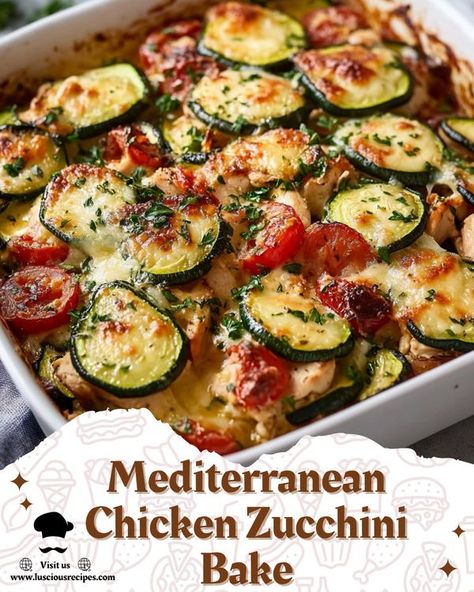 Mediterranean Chicken Zucchini Bake, Mediterranean Chicken Breast Recipes, Meditation Diet, Mediterranean Chicken Breast, Mediterranean Chicken Bake, Chicken Zucchini Bake, Food Mediterranean, Zucchini Bake, Large Zucchini