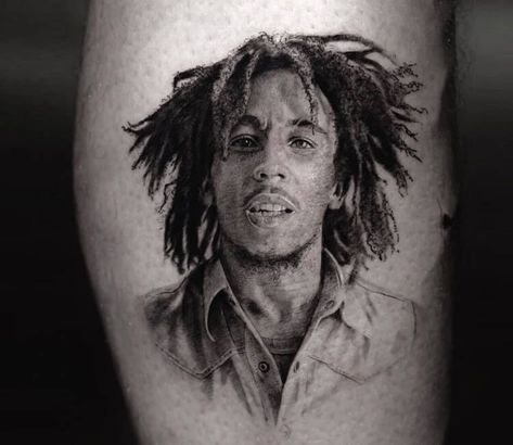 Bob Marley tattoo by Ben Tats | Post 31819 Bob Marley Portrait, Marley Tattoo, Bob Marley Tattoo, Bob Marley Poster, Gorilla Tattoo, African Tattoo, Bob Marley Art, World Tattoo, 3d Tattoo