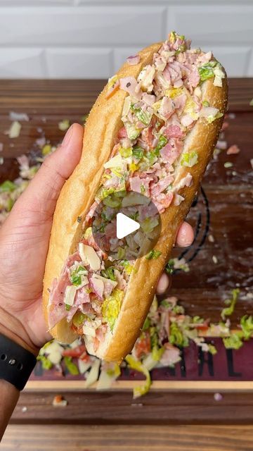 Jordan Hanger on Instagram: "Chopped Italian sandwiches 🔥 This chopped Italian sandwich is super easy to make and really tasty. No wonder it has gone viral all over social media! For full details on ingredients check out my website or click the link in my bio 👊 #choppeditaliansandwich #italiansub #sandwich" Chop Club Sandwich, Chop Chop Sandwich, Chopped Italian Sandwich Video, Italian Sub Chopped Sandwiches, Chopped Club Sandwich, Italian Hoagie Sandwiches, Chopped Sandwich Recipe, Chopped Sub Sandwich, Chopped Italian Sandwich