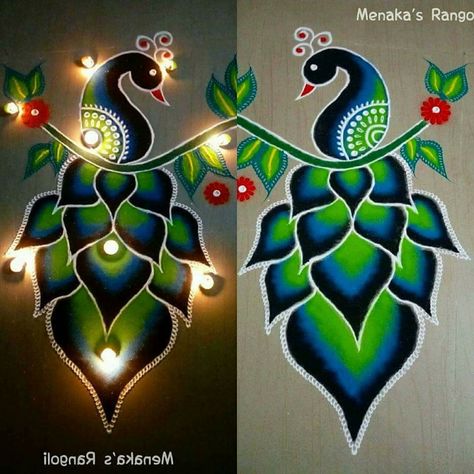 Narkchaturthi Rangoli, Peackok Rangoli Designs, Rangoli Designs Pickock, Peacoke Rangoli Design, Best Rangoli Designs Diwali Peacock, Rangoli Pickock, Peackok Rangoli Design, Biggest Rangoli Designs, Rangoli Of Peacock