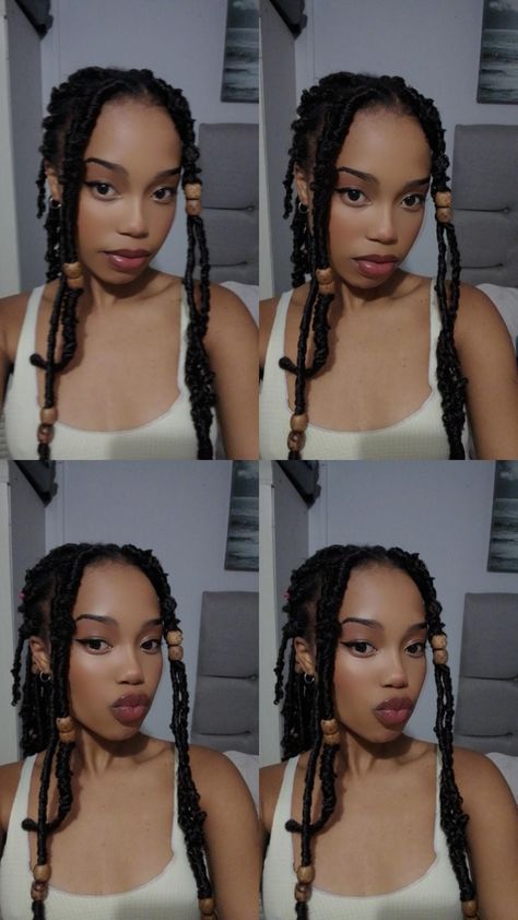 Locs, faux Locs, butterfly Locs Locks With Beads, Faux Locs With Beads, Locs With Beads, Faux Locks, Loc Journey, Locs Hairstyles, Goddess Braids, Faux Locs, Locs