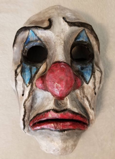 Clowns Reference, Clown Mask Ideas, Evil Clown Aesthetic, Scary Clown Painting, Tragic Clown, Vintage Clown Mask, Scary Mask Ideas, Scary Mask Design, Clown Masks