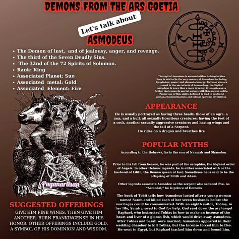 Demonic Witchcraft, Asmodeus Demonology, Working With Demons Witchcraft, Satanism Spells, Demonic Witch, Satanic Magic, Satanic Spells, King Asmodeus, Infernal Divine