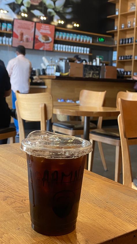 Iced Americano Aesthetic, Americano Coffee Aesthetic, Iced Americano, Americano Coffee, Asian Snacks, Home Simple, Coffee Obsession, Coffee At Home, Breakfast Idea