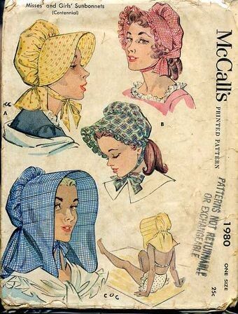 Pioneer Costume, Pioneer Clothing, Historical Hats, Sewing Hats, Patron Vintage, Bonnet Pattern, Costume Patterns, Mccalls Sewing Patterns, Doll Hat