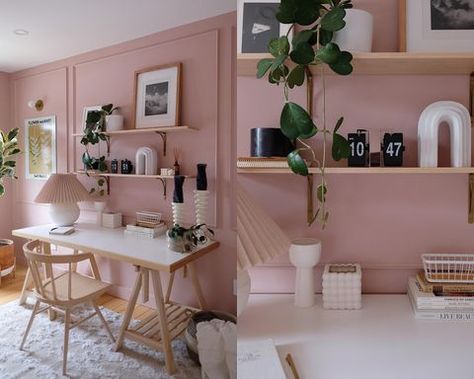 Castilian Pink by Behr Girly Office, Pink Office, Affordable Rugs, Dekorasi Kamar Tidur, Style Deco, Pink Room, Office Room, Living Room Inspo, Office Inspiration