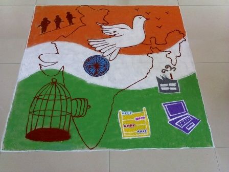 9 Best Independence Day Rangoli Designs With Pictures Indian Flag Colors, Independence Day Wallpaper, Rangoli Designs For Competition, Independence Day Drawing, Chart Paper, 15 August Independence Day, Indian Independence Day, Rangoli Colours, Independence Day India