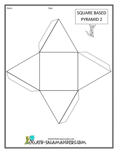 math-shapes-square-based-pyramid 3d Square Template, Square Pyramid Template, Ceramic Templates, Math Shapes, Egyptian Crafts, 3d Pyramid, Geometric Shapes Drawing, Art Classroom Management, 3d Geometric Shapes