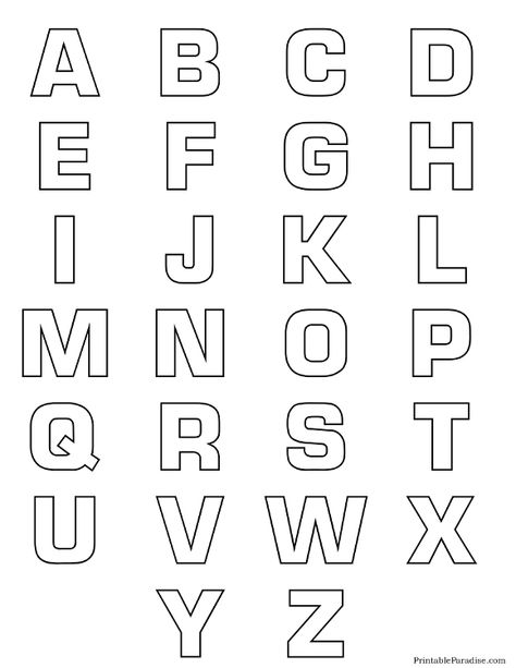 Printable Alphabet Bubble Letter Outlines                                                                                                                                                                                 More Alpabhet Fonts, Alphabet Fonts Printable, Alphabet Patterns Letters, Alphabet Outline, Letter Outlines, Outline Letters, Alphabet Letters To Print, Letter Stencils Printables, Bubble Letters Alphabet