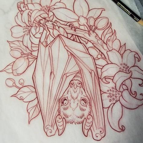 Lyle Partridge, Small Daisy Tattoo, Bats Tattoo Design, Tier Tattoo, Bat Tattoo, Bat Art, Wicked Tattoos, Daisy Tattoo, Theme Tattoo