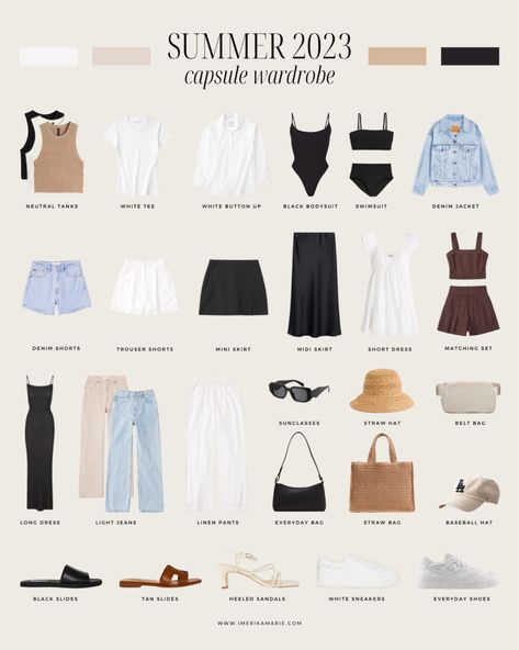 Summer Commuter Outfit, Staple Wardrobe Bottoms, Europe Wardrobe Summer, Los Angeles Capsule Wardrobe, Elevated Basics Outfit Summer, Edmonton Outfits, Summer Wardrobe Essentials 2024, Monochrome Summer Outfit Ideas, Italy Capsule Wardrobe Summer