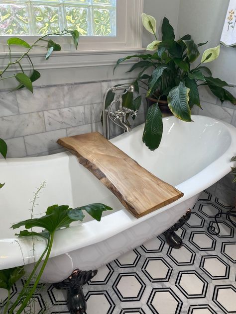 Live Edge Bath Board Bath Tray Bath Caddy Bathtub Board | Etsy Bath Caddy Live Edge, Bath Tub Wooden Board, Bath Boards Wooden, Live Edge Bathtub Tray, Bath Board Wooden, Diy Bathtub Tray, Bathtub Lighting, Bath Tub Caddy, Mountain Craft