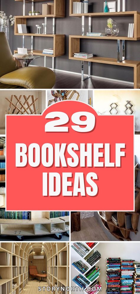 Save this pin for a treasure trove of unique bookshelf ideas that will breathe new life into your home decor! Discover creative ways to showcase your books and add personality to any room. #BookshelfDecor #HomeDecorIdeas #InteriorDesignInspo Wall Of Book Shelves, Low Shelf Decor, Bookshelf Above Couch, Unique Bookshelf Ideas, Unique Shelves Creative Bookshelves, Stair Bookshelf, Staircase Shelves, Unique Bookshelf, Sofa Shelf