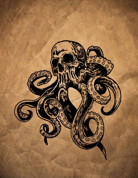 Kraken Hand Tattoo, Kraken Wallpaper, Kraken Drawing, Kraken Tattoo, Kraken Art, Game Banner, Arm Drawing, Pirate Tattoo, Vintage Octopus