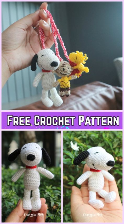 Crochet Snoopy, Amigurumi Pattern Free, Snoopy Plush, Crochet Animals Free Patterns, Crochet Amigurumi Free Patterns, Crochet Amigurumi Free, Crochet Diy, Crochet Dog, Amigurumi Free