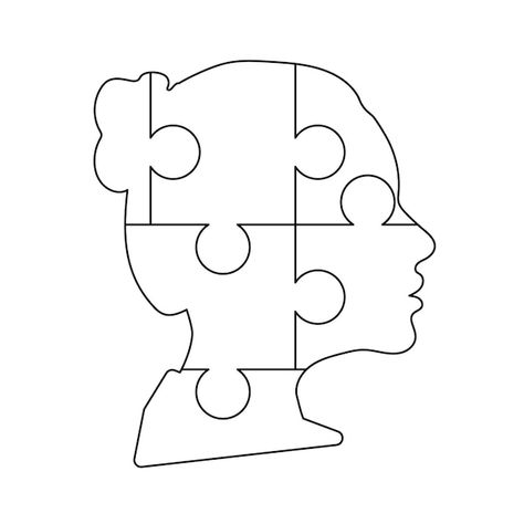 Black detailed woman face profile made u... | Premium Vector #Freepik #vector #head-brain #human-head #brain #brain-puzzle Woman Face Profile, Face Profile, Brain Puzzles, Paper Games, Pet Monkey, Cartoon Boy, Boy Character