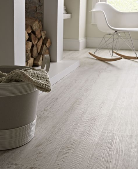 Karndean - White Painted Pine flooring Fake Wood Flooring, White Washed Floors, White Rocking Chairs, Grey Walls Living Room, Wood Floor Design, White Wood Floors, Grey Wood Floors, Karndean Flooring, White Oak Hardwood Floors