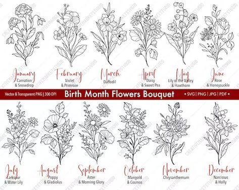 CreativeMarketStudio - Etsy Malaysia Xadenviolet Fanart, Birth Month Flower Svg, Flowers For Each Month, Zicxa Photos, Fanart Spicy, September Birth Flower, Floral Svg, Birth Flower Tattoos, Printable Illustrations