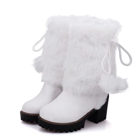 Block Shoes, Dr Shoes, Boot Pulls, Chunky Heel Shoes, Womens Mid Calf Boots, Pull On Boots, White Boots, Fur Boots, Calf Boots