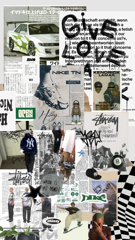 Streetwear Collage, 90s Streetwear Aesthetic, Street Collage, Frank Ocean Wallpaper, Nike Tn, Collage Wallpaper, Ocean Wallpaper, Iphone Wallpaper Themes, 90s Streetwear