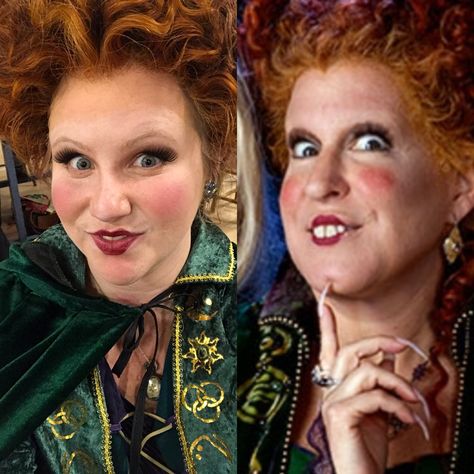 Best Hocus Pocus Cosplay/Halloween costume yet!!  Winnifred Sanderson, Wig, red wig, red hair, hocus pocus, Disney, witches, Sanderson sisters, Bette Midler, lacefront, @wigician, cthorwigs.com, cthorwigs  Movies, Events and Cosplay - CARISSA THORLAKSON CTHORWIGS Hocus Pocus Bette Midler, Winifred Hocus Pocus Costume, Hocus Pocus Winnie Makeup, Winifred Sanderson Costume Diy Hair, Winifred Sanderson Sister Makeup, Winfred Make Up Hocus Pocus, Hocus Pocus Make Up Ideas, Sanderson Sisters Makeup Looks, Winnie Sanderson Hair