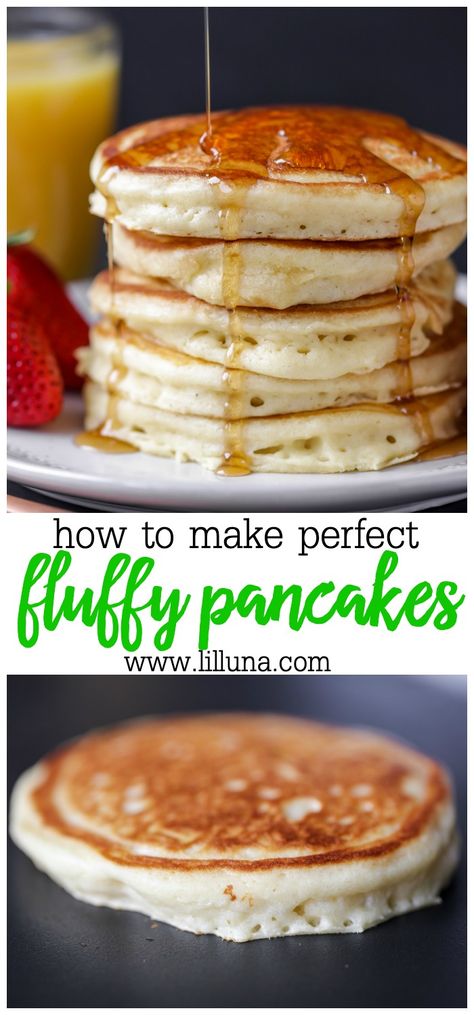 Big Fluffy Pancakes Recipe, Big Fluffy Pancakes, Fluffy Pancakes Recipe, Pancakes Sans Gluten, Beautiful Brunch, Pancake Dessert, Best Pancakes, Fluffy Pancake Recipe, Buttermilk Pancakes Fluffy