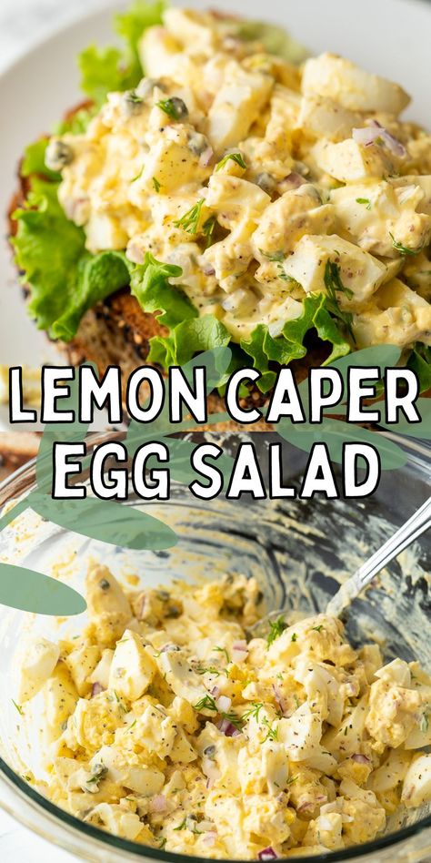 This Lemon Caper Egg Salad Recipe is filled with hard boiled eggs, onion and capers in a perfectly seasoned dressing. Egg Salad With Capers, Dill Egg Salad Recipe, Unique Egg Salad Recipe, Tuna Salad With Capers, Everyday Salads, Boiled Eggs Recipes, Egg Salads, Veg Crispy, Boiled Egg Salad