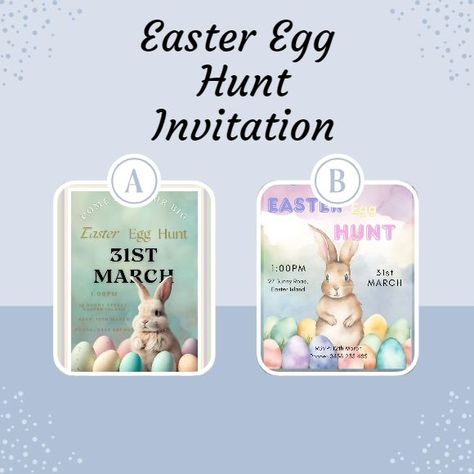 Easter Egg Hunt Invitation Templates x2 Designs to choose from A signup to canva free is a must for this product 🌟 Introducing our Easter Egg Hunt Invitation Template – the key to unlocking a world of festive delight and cherished memories! 🐇🎉 🌷 Imbued with the spirit of Easter, our template is a delightful invitation waiting to be personalized with your unique touch. Feel the joy as you effortlessly add your event details, infusing the design with the essence of your celebration. 🎨 The m... Easter Gathering, Event Details, Easter Egg Hunt, Egg Hunt, Cherished Memories, Easter Egg, The Spirit, Easter Eggs, Invitation Template